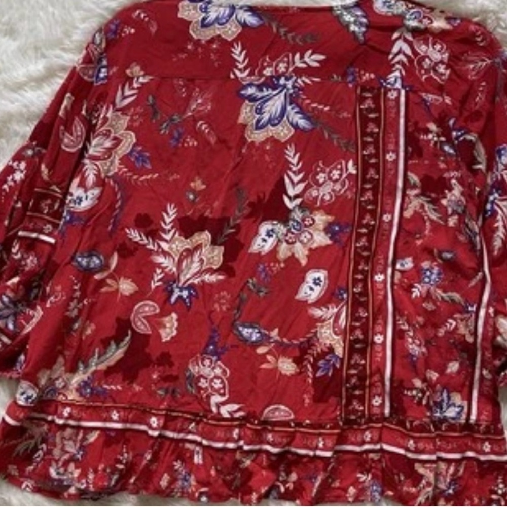 Jaase Boho Floral Tunic Top Festivalcore Coastal Cowgirl Peasant Blouse Size Sm‎ - Picture 4 of 9